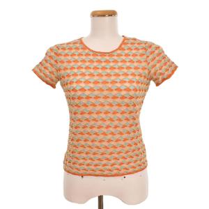 Tシャツ カットソー 半袖 総柄 オレンジ GY63