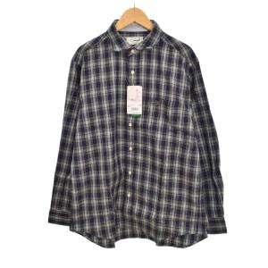シャツ 長袖 チェック L 紺 ネイビー GY63
