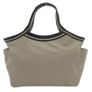 Agnes b. VOYAGE ロゴ トートバッグ グレーベージュ ライン サイドポケット /TQ GY53