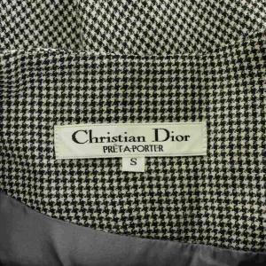 Christian Dior PRET-A-PORTER フレアスカート ひざ丈 千鳥格子 S 黒 ブラック 白 ホワイト /AN27