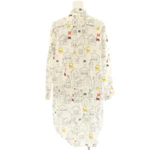 graniph コラボレーション総柄シャツワンピース ミッフィー ハウスパターン F 白 ホワイト 長袖 ひざ丈 /HN