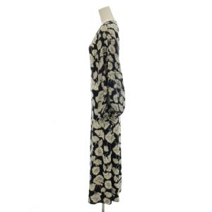 MAX MARA WEEKEND LINE ワンピース S 紺 ネイビー 白 ホワイト 花柄 ロング丈 ラウンドネック 長袖 /LP GY53
