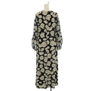 MAX MARA WEEKEND LINE ワンピース S 紺 ネイビー 白 ホワイト 花柄 ロング丈 ラウンドネック 長袖 /LP GY53