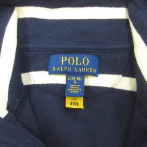 POLO RALPH LAUREN カットソー Tシャツ トップス L 紺 ネイビー ボーダー柄 ハーフジップ ハイネック 長袖 /GR ECB002