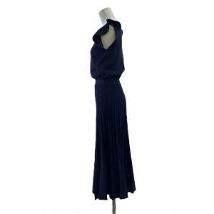 JILL STUART ワンピース ニット FR ネイビー 紺 レース フリル袖 ノースリーブ ロング丈 /PP GY49