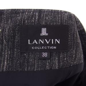 LANVIN collection 台形 スカート リボン 膝下丈 バックジップ 38 チャコールグレー /TT