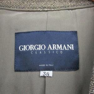 GIORGIO ARMANI 国内正規品 テーラードジャケット ブレザー ウール シンプル 38 ブラウン 茶 /KT11  GY49