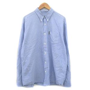 ボタンダウン シャツ 長袖 コットン シンプル XL ブルー 青 /KT1 GY49