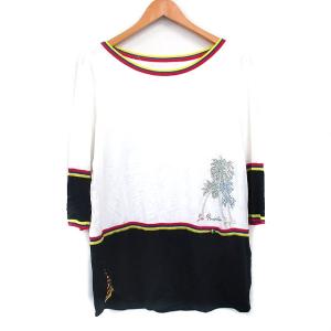 カットソー Tシャツ 七分袖 ビジュー 13 ホワイト 白 /KT16 GY49