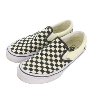 VANS スニーカー スリッポン 27 白 ホワイト 黒 ブラック チェッカーボード柄 672836-0003 /AO14
