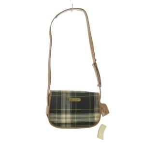 POLO RALPH LAUREN ショルダーバッグ キャンバス レザー 革 チェック ロゴ 緑 グリーン /CK13 GY49