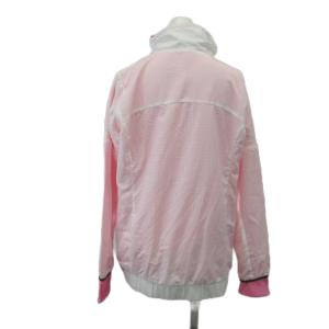 adidas ウィンドブレーカー L ホワイト ショッキングピンク 長袖 スタンドカラー ドット柄 スポーツウェア ナイロンジャケット/KV