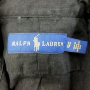 RALPH LAUREN シャツ 麻 リネン XS 黒 ブラック 半袖 ボタンダウンカラー ロゴ刺繍 /YU GY99
