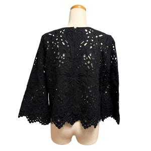 Theory カットワーク 刺繍 ブラウス リネン コットン Sサイズ 黒 ブラック 01-6208218 /MZ GY99
