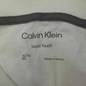 Calvin Klein タグ付き ポロシャツ XL 白 ホワイト グレー 切り替え ボーダー柄 半袖 /PP ECB002