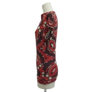 Emilio Pucci カットソー Tシャツ S 赤 レッド ピンク マルチカラー ドット柄 幾何学模様 半袖 /KK ECB002