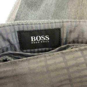 HUGO BOSS テーパードパンツ ウール混 48 グレー 長ズボン 無地 ウエストリブ /YU GY99