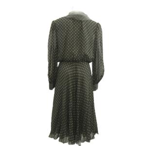 KIMIJIMA ワンピース ロング丈 絹 シルク 11 グレー ドット柄 シースルー セーラーカラー 長袖 /MD GY99