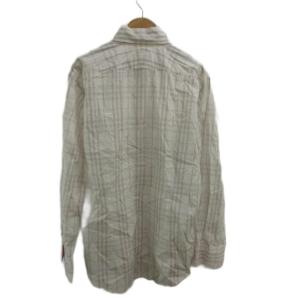 BURBERRY BLACK LABEL シャツ 3 白 ホワイト グレー チェック柄 ボタンダウン 長袖 ロゴ刺繍 /PP GY99