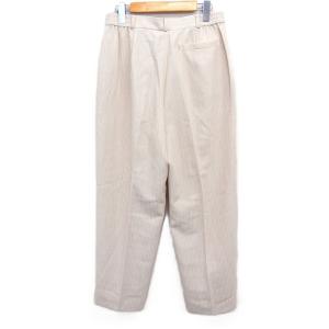 LANVIN SPORT ストライプ スラックス センタープレス パンツ ウール混 42 ライトベージュ /FT ECC003