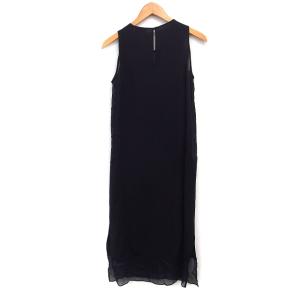 DKNY pure ロング ワンピース ノースリーブ サイドスリッ 柄 切替 シルク /FT ECC003