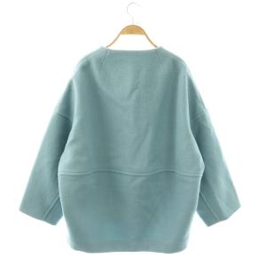 BALLSEY リップルメルトン ノーカラーコート ショートコート アウター ウール 36 ライトブルー /CX ECC003
