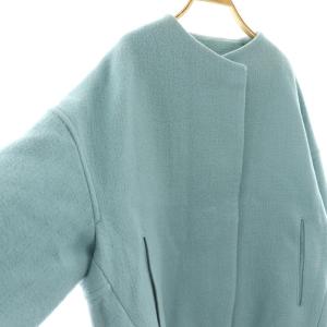 BALLSEY リップルメルトン ノーカラーコート ショートコート アウター ウール 36 ライトブルー /CX ECC003
