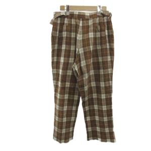 LANVIN SPORT パンツ 42 茶色 ブラウン チェック柄 ベルト付き クロップド丈 /KK ECC003