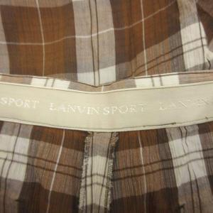 LANVIN SPORT パンツ 42 茶色 ブラウン チェック柄 ベルト付き クロップド丈 /KK ECC003