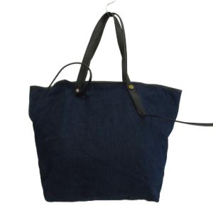 SEE BY CHLOE トートバッグ 肩掛け デニム キャンバス レザー ロゴ 刺繍 ワッペン インディゴ 紺 ネイビー /XZ