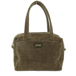 FEILER 美品 ハンドバッグ 茶 ブラウン ロゴパッチ シェニール織風 ボストン型 /IL ECC003