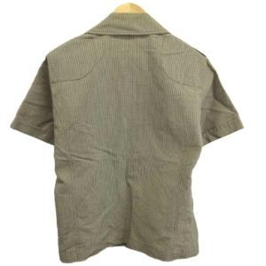 PAUL SMITH サファリシャツ 麻 リネン混 S 茶 ブラウン ベージュ 千鳥格子柄 半袖 開襟 /YU ECC003