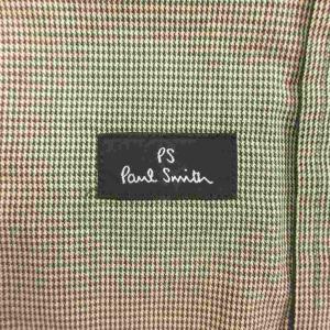 PAUL SMITH サファリシャツ 麻 リネン混 S 茶 ブラウン ベージュ 千鳥格子柄 半袖 開襟 /YU ECC003
