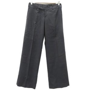 iDEAL ワイドパンツ スラックスパンツ シルク混 2 ダークグレー ロング丈 /YS46 ECC003