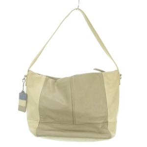 ショルダーバッグ レザー ベージュ 茶 ブラウン パッチワークデザイン チャーム付き ワンショルダー /MN1