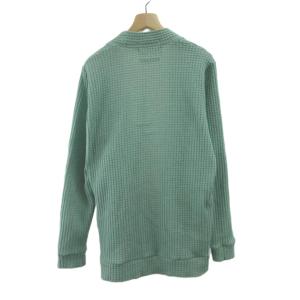 Seagreen カーディガン 上着 羽織 03 グリーン ワッフル編み ノーカラー 長袖 /GR ECB003