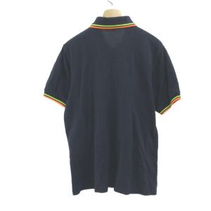 FRED PERRY ポロシャツ 38 紺 ネイビー 半袖 ラインデザイン ロゴ刺繍 /NP ECB003