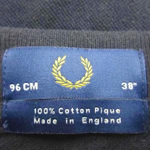 FRED PERRY ポロシャツ 38 紺 ネイビー 半袖 ラインデザイン ロゴ刺繍 /NP ECB003