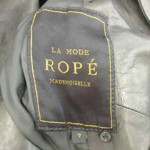 ROPE レザートレンチコート 本革 7 黒 ブラック ダブルブレスト ベルト付き 長袖 /YU ECB003