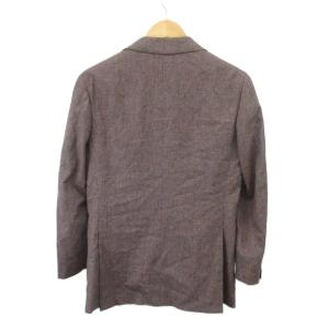 Brilla per il gusto テーラードジャケット 上着 ウール 44 紫 パープル 茶 ブラウン マイクロチェック柄 ノッチドラペル