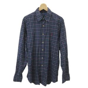 シャツ XL 紺 ネイビー チェック柄 ボタンダウンカラー 長袖 /NP MA