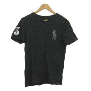 Tシャツ S 黒 ブラック ダークグレー 半袖 ポロプレイヤーロゴ 数字プリント /NP GY99