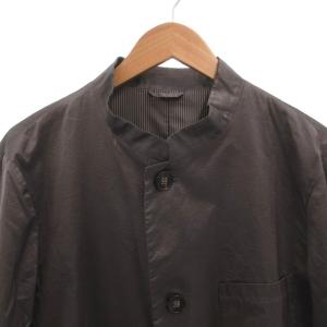 GIORGIO ARMANI スタンドカラージャケット 絹 シルク 裏地ストライプ 56 グレー /FF GY62