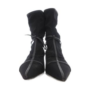 GUCCI ジャンク品 アンクルブーツ ポインテッドトゥ ローヒール 40.5 黒 ブラック /UO GY62