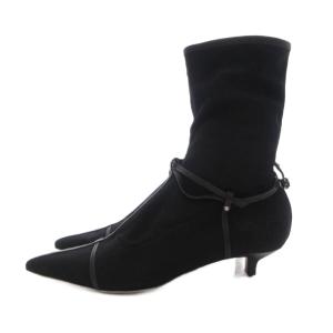 GUCCI ジャンク品 アンクルブーツ ポインテッドトゥ ローヒール 40.5 黒 ブラック /UO GY62