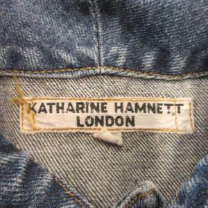 KATHARINE HAMNETT ジージャン デニムジャケット M 青 ブルー インディゴ ノースリーブ レギュラーカラー ボタン留め /CK7