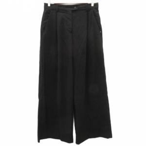 ワイドパンツ ロング丈 40 L 黒 無地 /SY5 ECB003