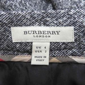 BURBERRY LONDON ボックスプリーツスカート ウール ひざ丈 2 グレー 黒 ブラック /HO4 ECB003