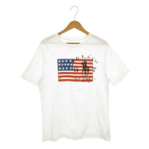 Tシャツ XL 白 ホワイト 半袖 国旗プリント ロゴプリント /AH43 ECD003