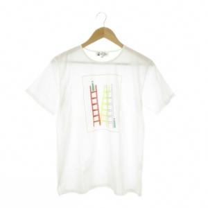 Tシャツ 40 白 ホワイト 半袖 クルーネック イラストプリント /CK27 ECD003